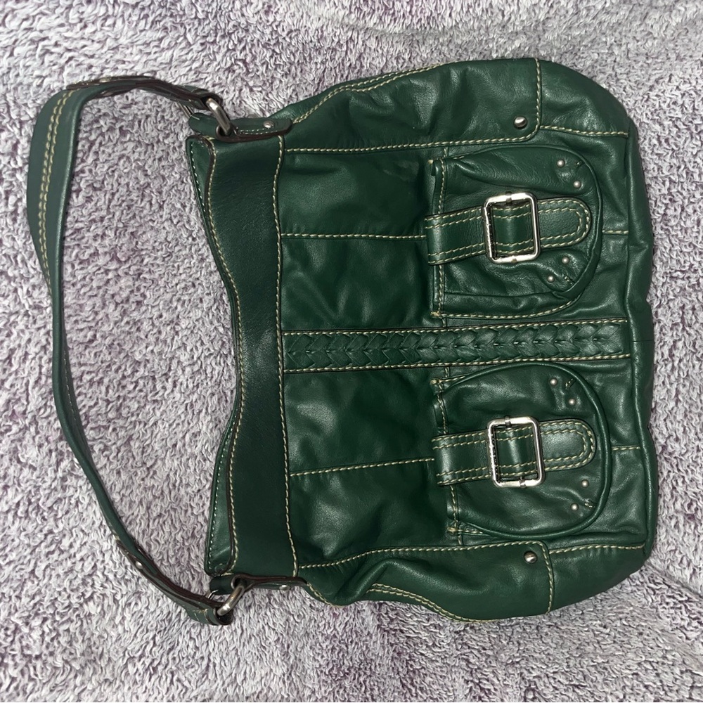 Tignanello Dark Green Leather Shoulder Bag
